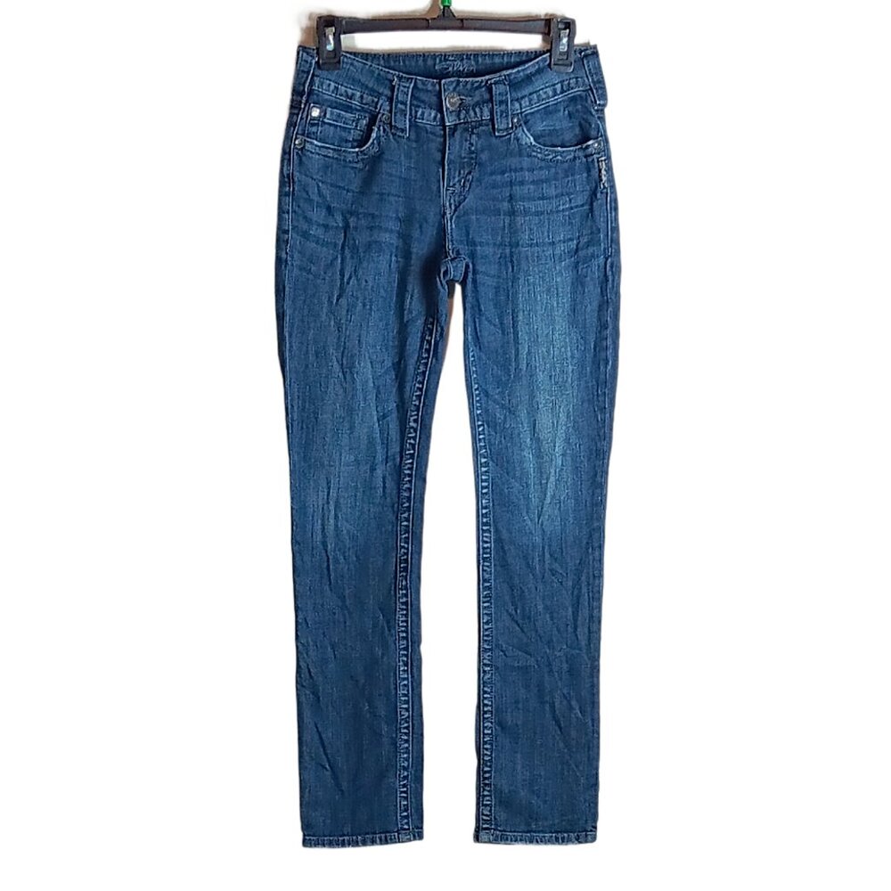 Silver Suki Straight Jeans Womens 27/32 Dark Wash Mid Rise Stretch Denim